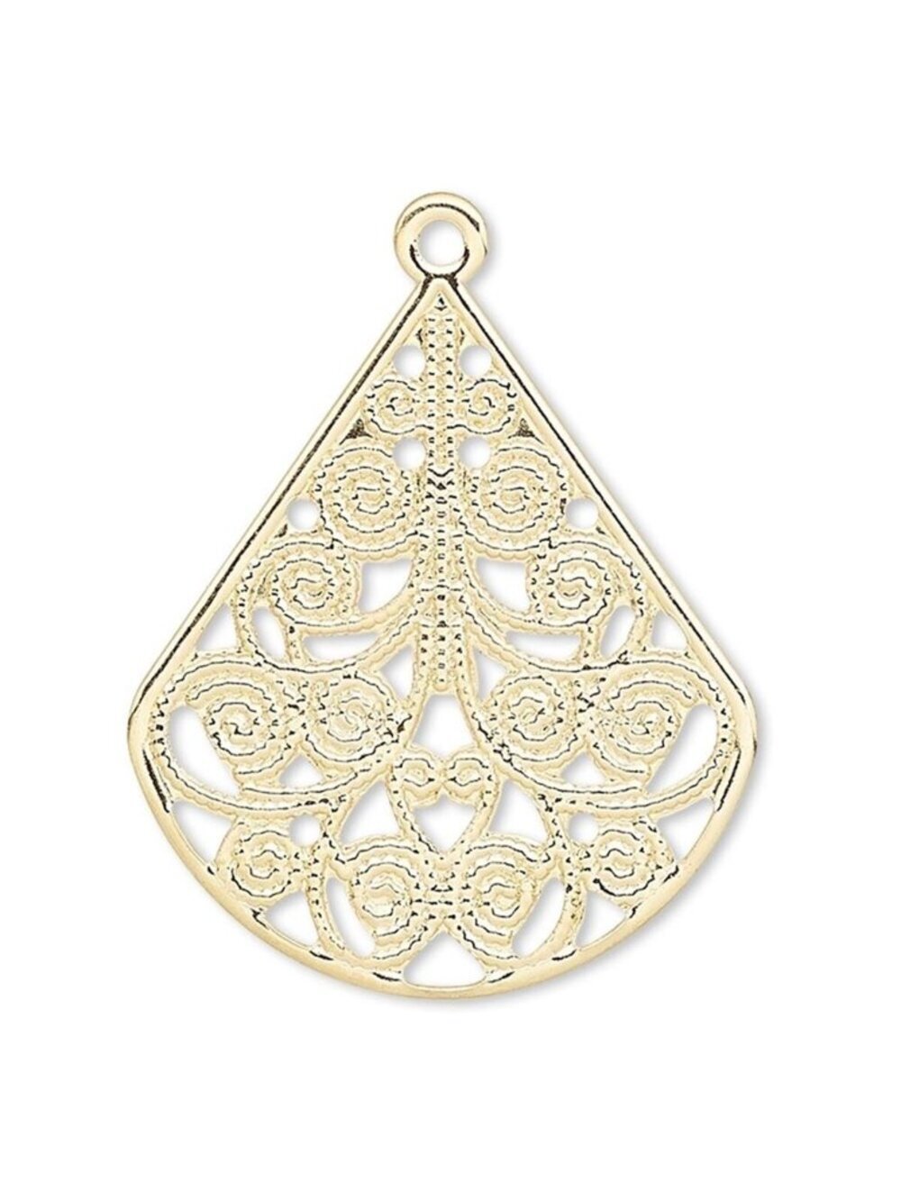 Gold 14K Plated Victorian Filigree Teardrop 26mm Focal Drops Charms 2 pcs